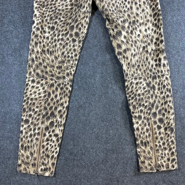 J.McLaughlin Womens Leopard Print Skinny Pants Brown Tan Animal Ankle Zip Size 6 - Image 10