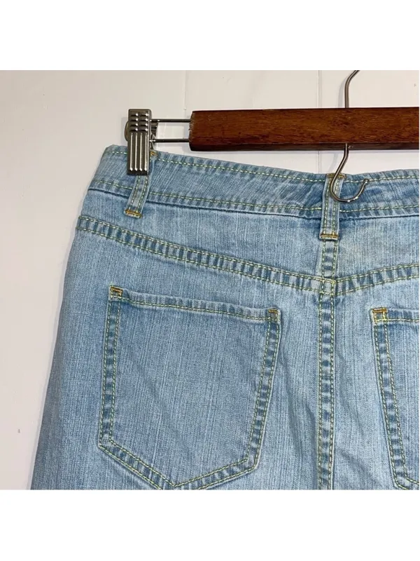 Tommy Hilfiger Y2K Low Rise Lace Trim Denim Mini Skirt Size 4 - Image 6