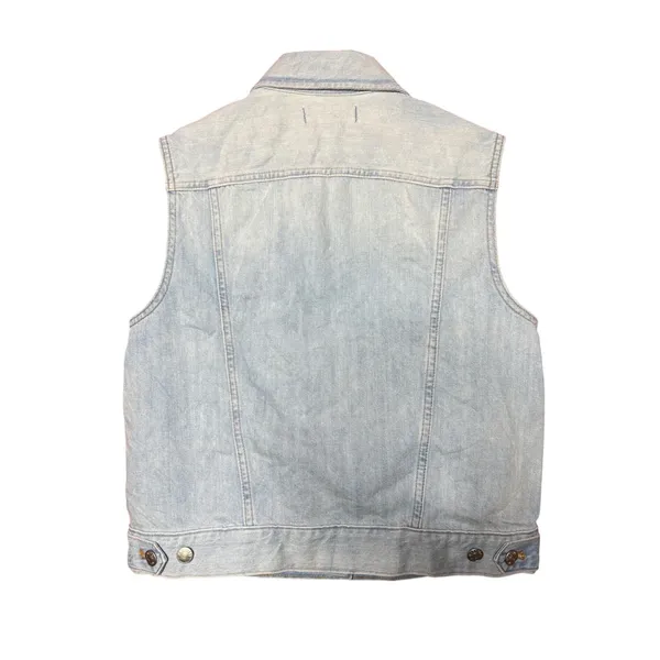 Madewell Women Small Light Wash Denim Trucker‎ Vest Blue Button Up Western Moto - Image 2