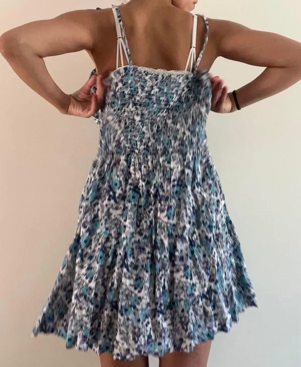 Japna Blue White Floral Dress - Image 5