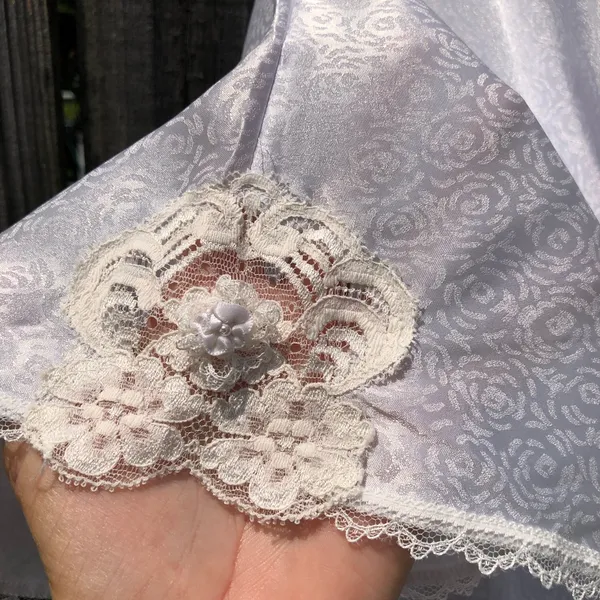 Vintage Christian Dior Lingerie Robe Light Blue Lace Small - Image 12