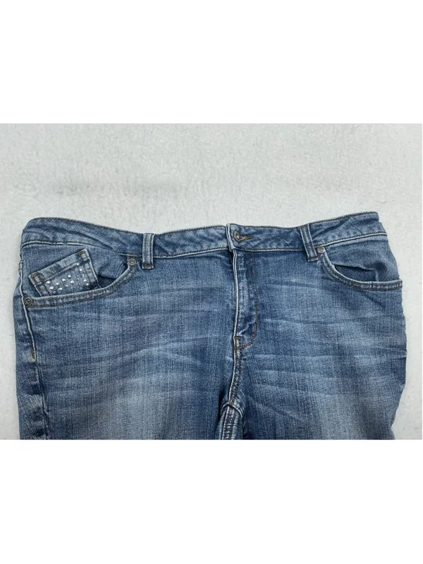 Women’s express Bootcut Stretch Light Wash Blue Studded 5-Pocket Jeans Size 16 - Image 3