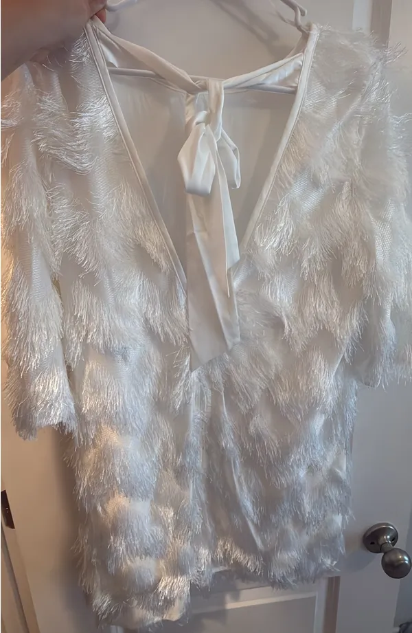 White fringe mini dress Size L - Image 4