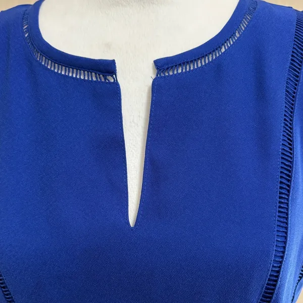 Banana Republic Fit & Flare Dress Royal Blue Ladder Stitch Trim Career Party 6 - Image 4