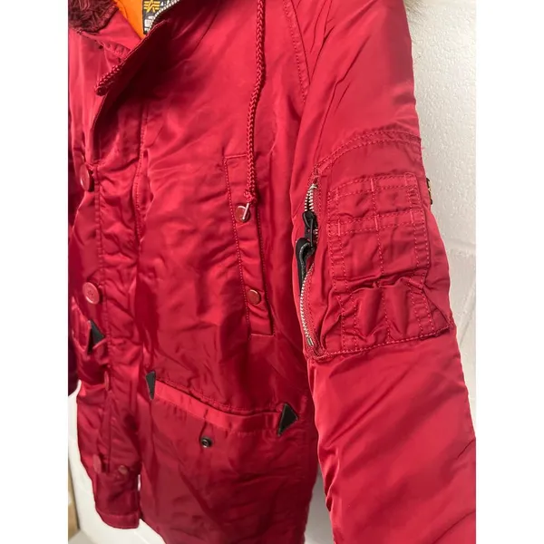 Alpha industries Sz Small Red Faux Fur Hood N-3B Waterproof Winter Parka jacket - Image 7