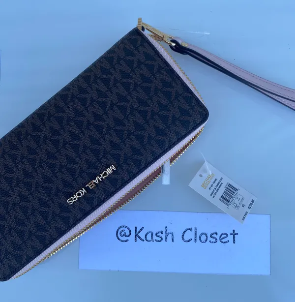Michael Kors Large Logo Travel Continental Wallet - Powder blush/Brown - Image 6