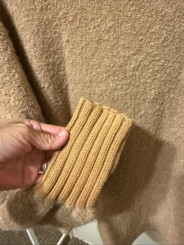Offline by aerie XS oversized Cozy Turtleneck Bouclé Sweater in Camel - Image 4