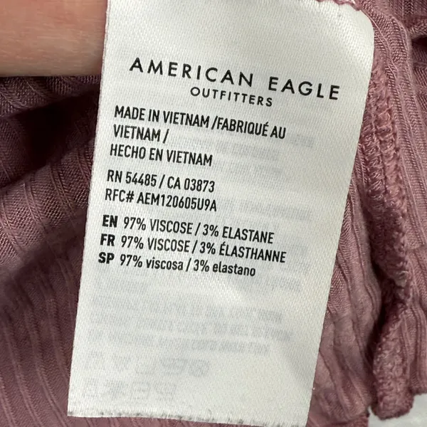 American Eagle‎ Soft Sexy Rib Floral Button Up Crop Top Women's L/G Pink - Image 5