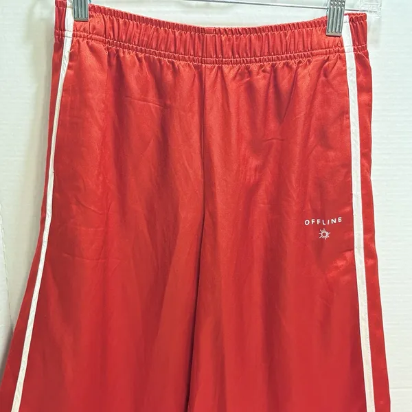Offline By Aerie Your A Winner Satin Trousers Small Wide Leg Athleisure - Image 2