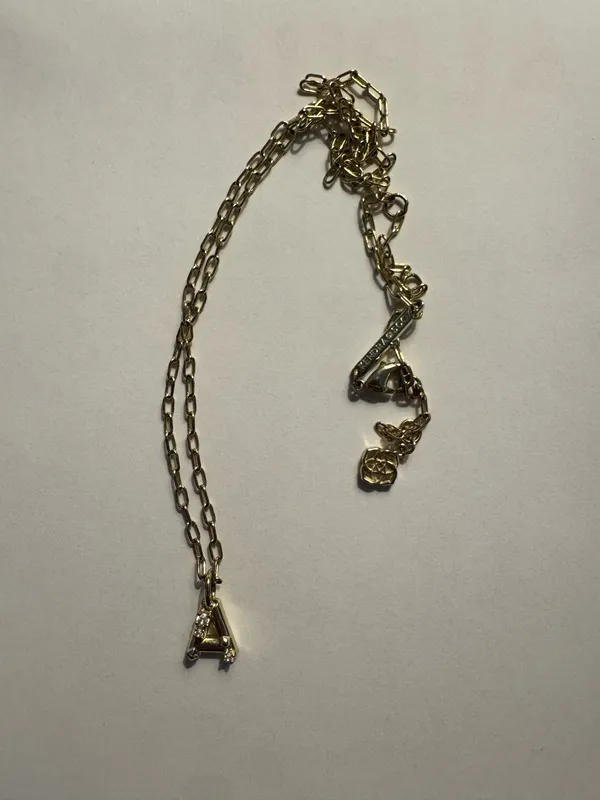 Kendra Scott Letter A Gold Short Pendant Necklace in White Crystal - Image 3