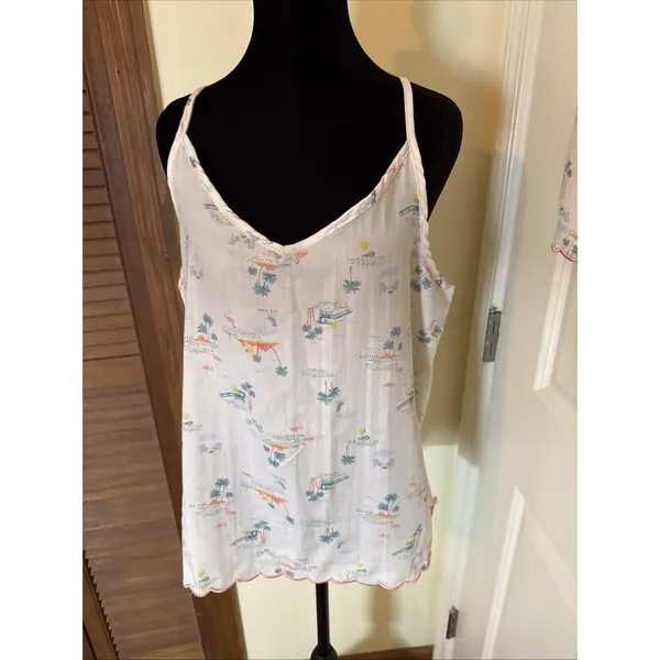 Rae‎ Dunn Tropical Flamingo Camisol & Shorts Pajama Set Xl Scallop Edge - Image 2