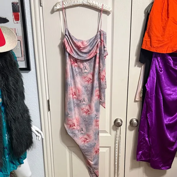 NWT Peppermayo in Your Dreams Asymmetric Hem Midi‎ Dress Neck Tie Coquette Party - Image 2