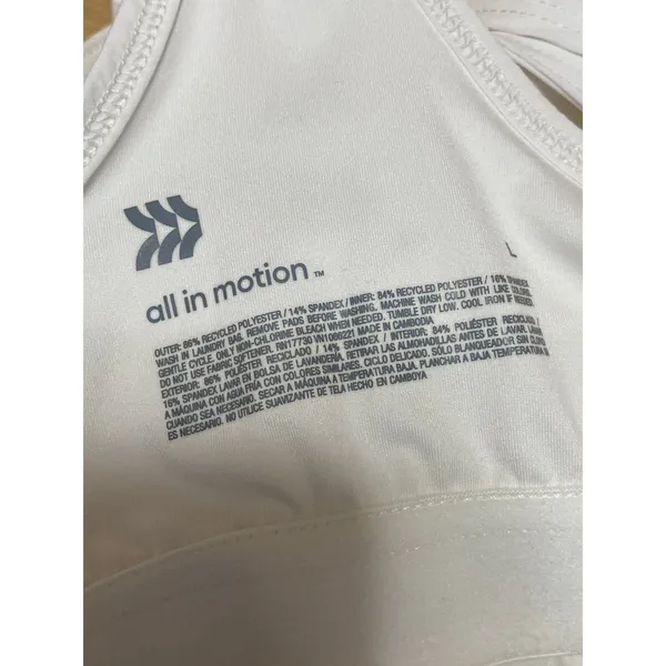 All In Motion White Sleeveless Racerback Scoop Neck Tennis Athletic Dress Size L - Image 4