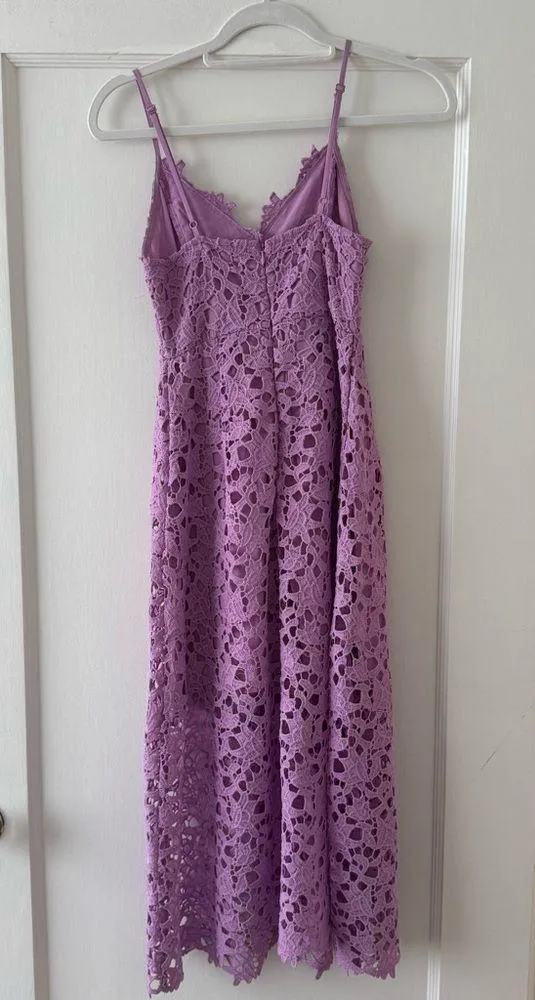 ASTR The Label Spaghetti Strap Lace Purple Midi Dress Cocktail Party Wedding XS - Image 6