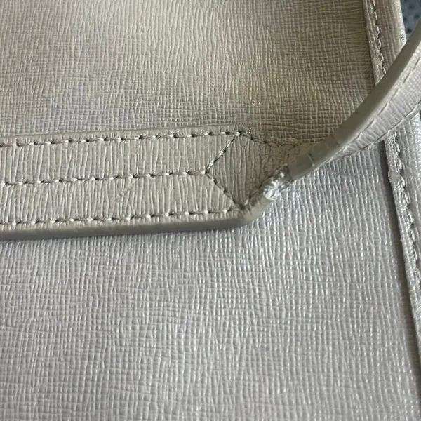 Furla Taupe Texture Leather Tote Shoulder Handbag Minimalist Quiet Luxury Chic - Image 8