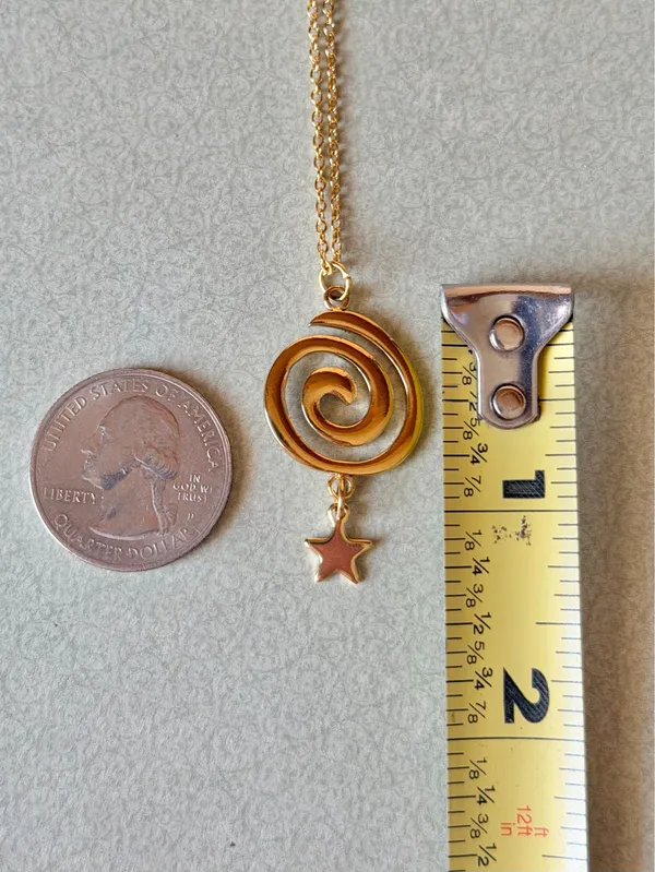Handmade gold tone fully stainless steel spiral swirl uzumaki funky boho grunge style necklace🌀 - Image 5