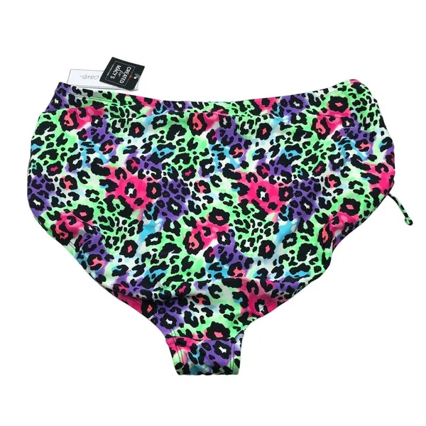 Salt + Cove Plus Size Leopard Love Side-Cinch Bikini Bottoms Colorful 1X - Image 3