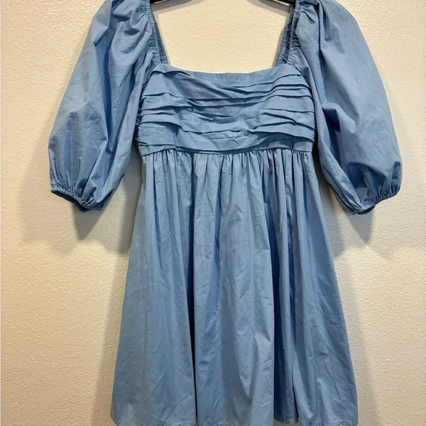 Abercrombie & Fitch Light Blue Puff Sleeve Mini Dress - Image 2