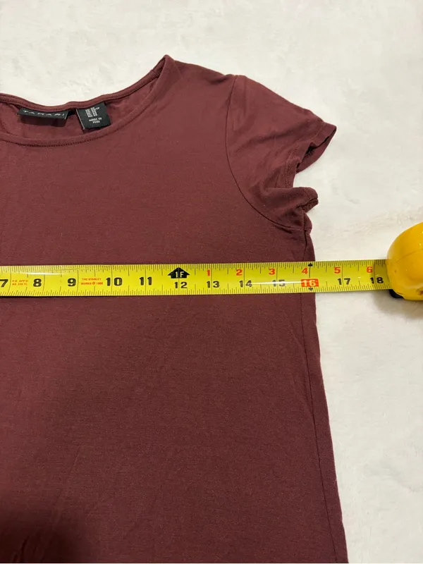 Tahari Brown Modal Blend Cap Sleeve Scoop Neck T Shirt - Size XS - Image 4
