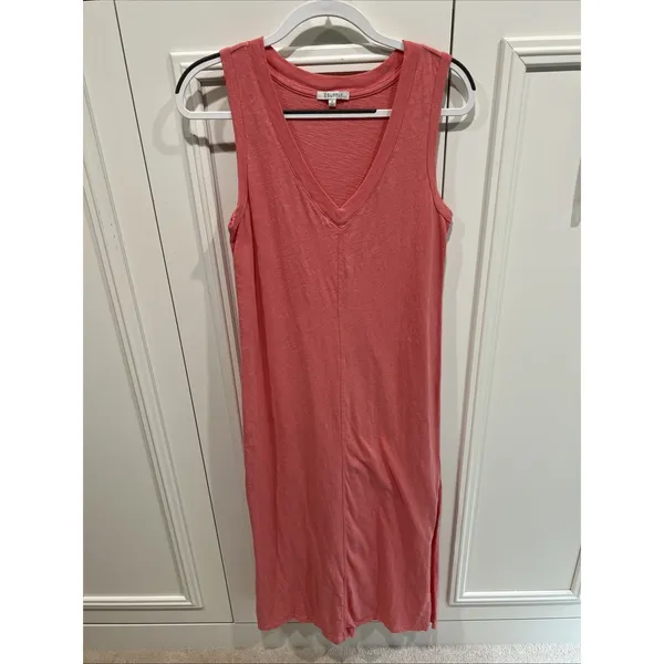Z Supply Palisades Midi Dress Coral Pink V Neck Sleeveless Cotton Casual Resort - Image 2