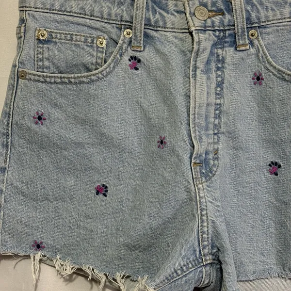 Lucky Brand Boho Lucky Pins Jean Short floral Embroidery Size 4/27 Cut Off Jorts - Image 3