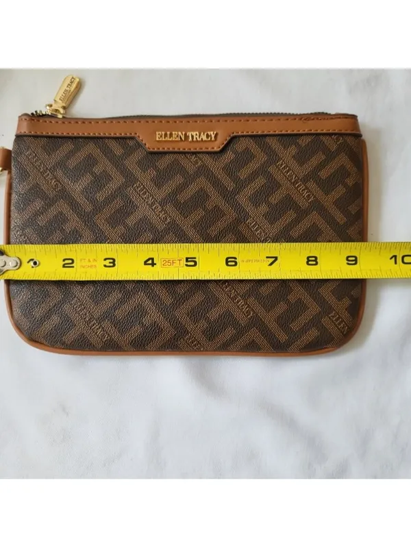 Ellen Tracy Brown Clutch Wristlet Wallet Purse NWT - Image 6