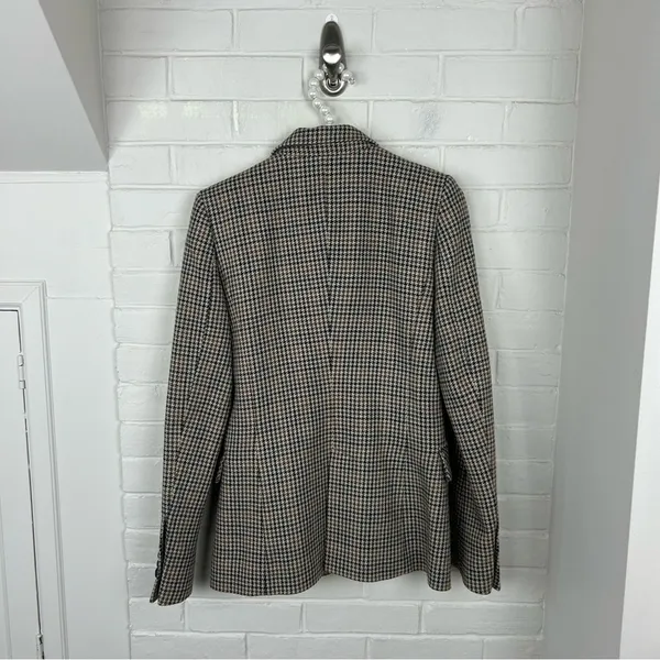 Zara Wool Blend Brown Houndstooth Knit Blazer Jacket Size XS - Image 11