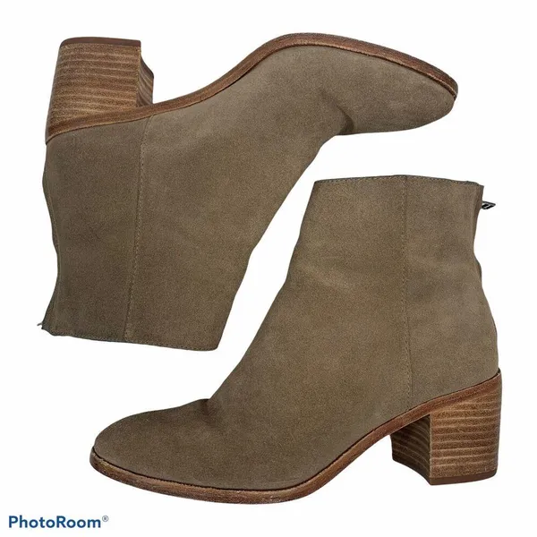 Madewell Size 7 Bootie Pauline Beige Taupe Leather Ankle Boot Stacked Block Heel - Image 2