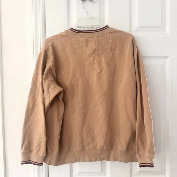 Disney Vintage 90s Beige Maroon High V Neck Sweatshirt Embroidered Mickey XL - Image 9