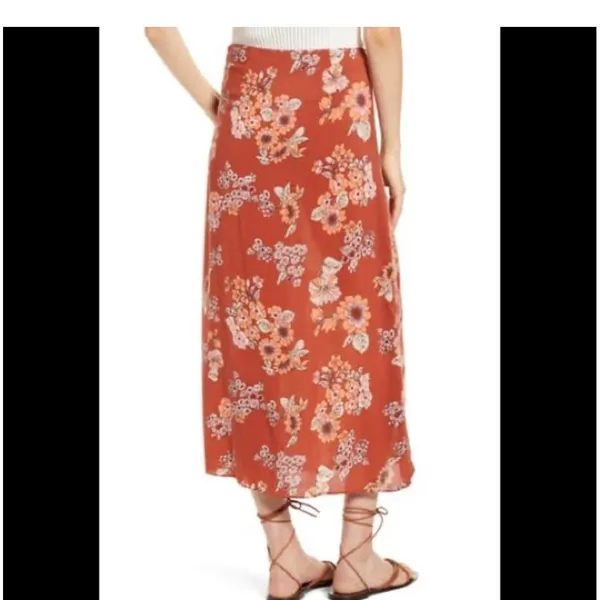 Free People Women's Sunday Sarong Floral midi Skirt Brown Sz 10 - Image 2