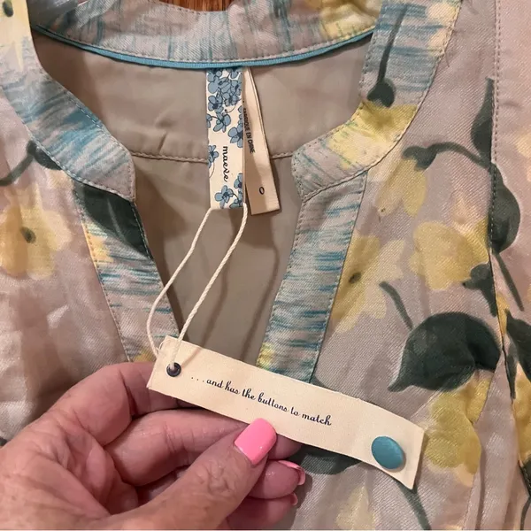 Anthropologie Maeve Dutch Yellow Floral Print Sleeveless Shift Dress‎ Size 0 - Image 8