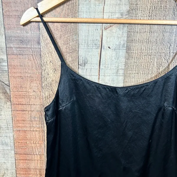 Vintage 90s United Colors of Benetton Black Satin Slip Mini Dress Italy Small - Image 3