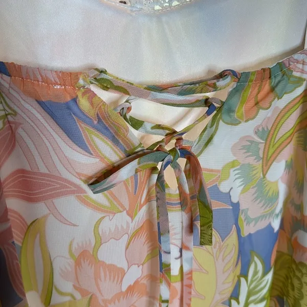 NWT AQUA Floral Mini Dress Picot Trim Pastel Print Bloomingdale’s Size Small - Image 10