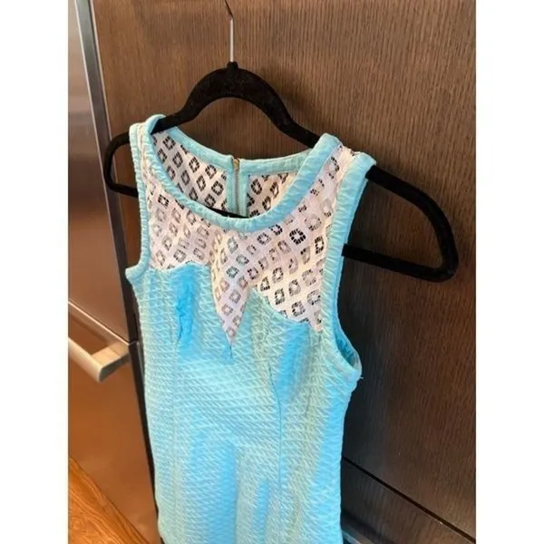 Lilly‎ Pulitzer Dress Womesn Blue Lace trim Size 0 XS - Image 2