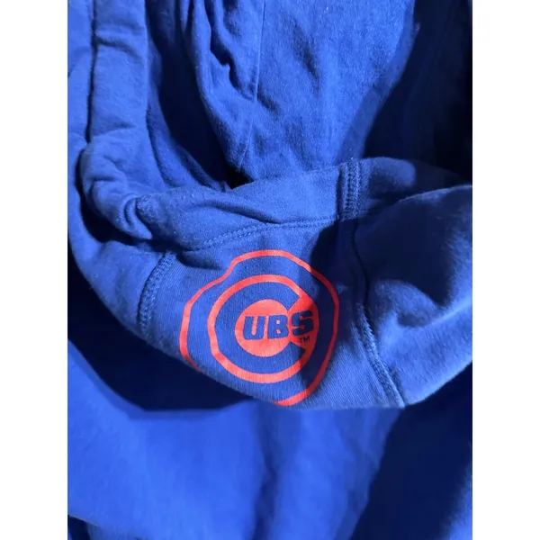 DKNY Sport Chicago Cubs Hoodie Cropped Royal‎ Blue MLB Graphic Sweatshirt L/XL - Image 6