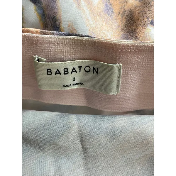 Aritzia Babaton Multicolor Abstract Striped High Waisted Midi Slip Skirt Size 2 - Image 5