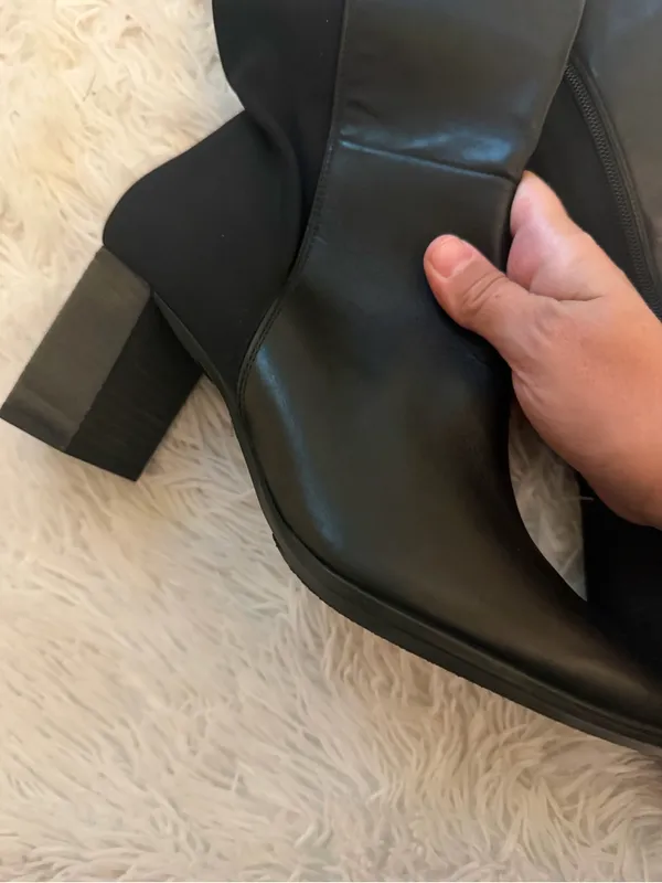 Paul Green Black Leather Knee High Boots US 10 Block Heel Zip NWOB - Image 4