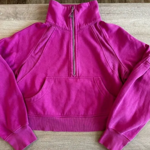 Sonic Pink Lululemon Scuba Half-Zip with hoodie - Image 2