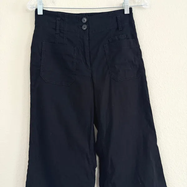 Maeve Anthropologie The‎ Junie Jean Black Wide Leg Petite Pants 27P - Image 4