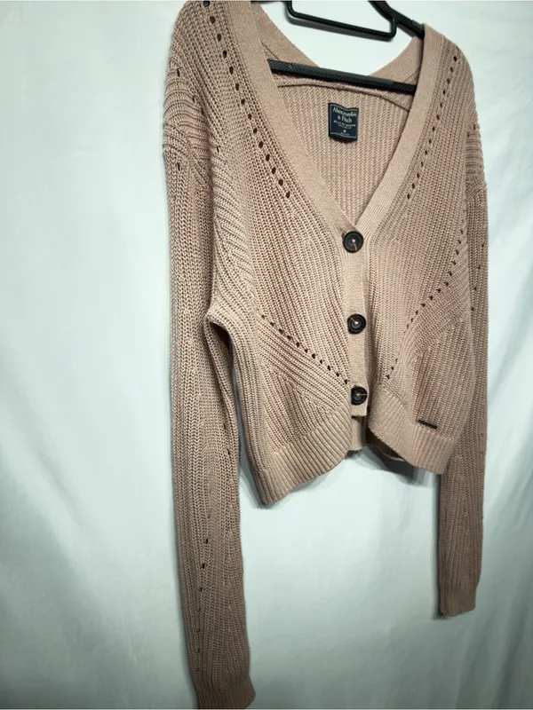Abercrombie & Fitch Dusty Rose woven lightweight cardigan size Medium - Image 5