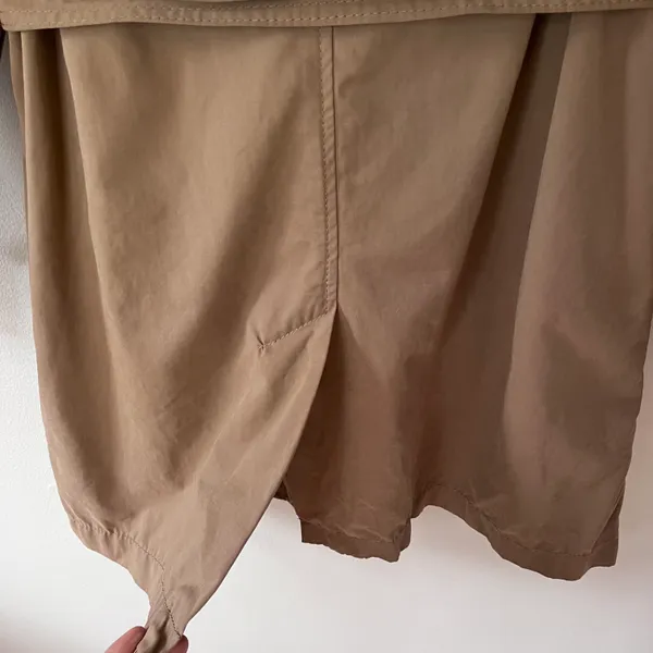 Belted Double Breasted Short Trench Coat Jacket Classic Camel Beige - Image 7