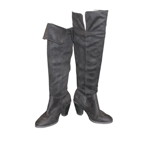 Qupid Over The Knee Boots Womens Black Faux Suede Pointed Toe Block Heel Tall - Image 4