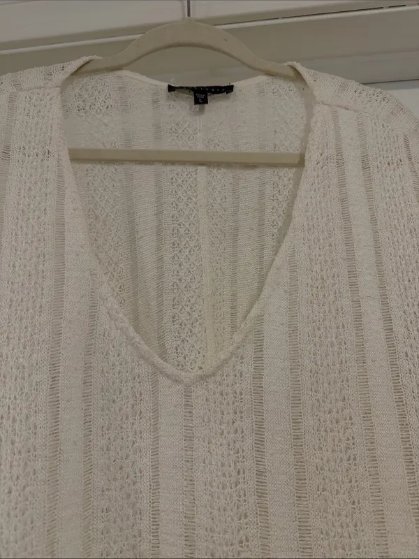 Sanctuary Cream Open-Knit V-Neck Swim Coverup - Image 5