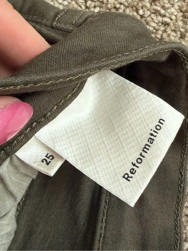 Reformation Olive Green Wide Leg Jeans - Image 5