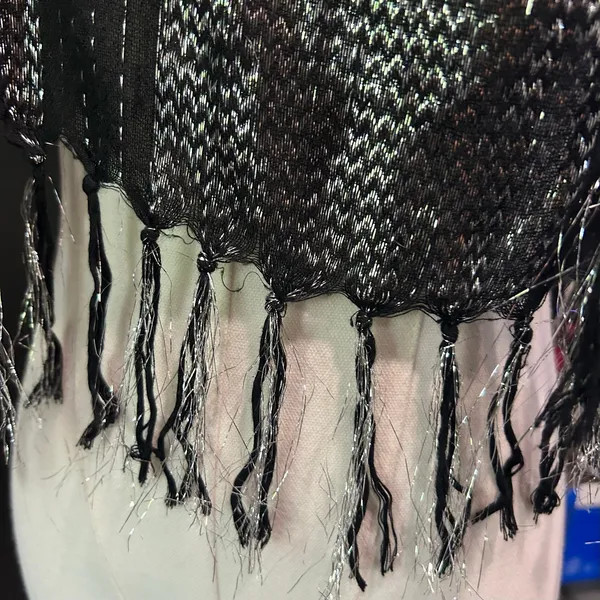 Scarf Black Silver Glitter Shawl Formal Bling Y2K Whimsy Goth Boho Chic Glamour - Image 7