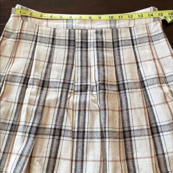 HESPERUS Schoolgirl Academia Plaid Pleated Cotton Flannel Mini Skirt Size Large - Image 7