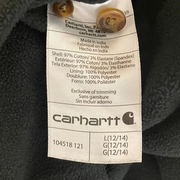 Carhartt Womens Black White Plaid Fleece Lined Shacket Jacket Barn Coat size L - Image 6