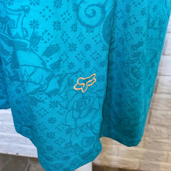 FOX Racing Dress Y2k Tube Mini Turquoise Skull & Roses Floral Print, Size Large - Image 9