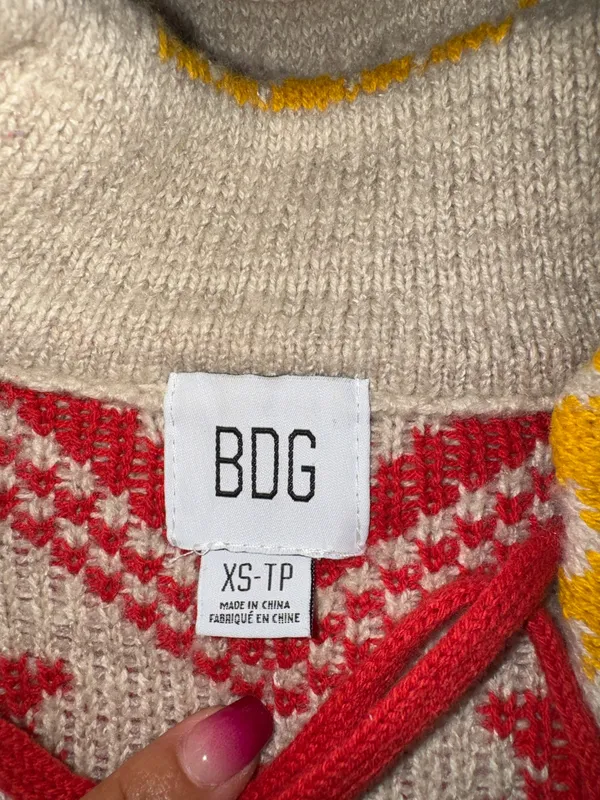 BDG Nordic Fair Isle Lace-Up Knit Sweater - Image 5