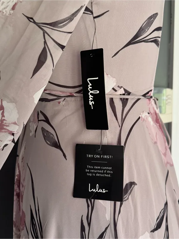 NWT Lulus Loving You Dusty Purple Floral Print Long Sleeve Wrap Maxi Dress Small - Image 5